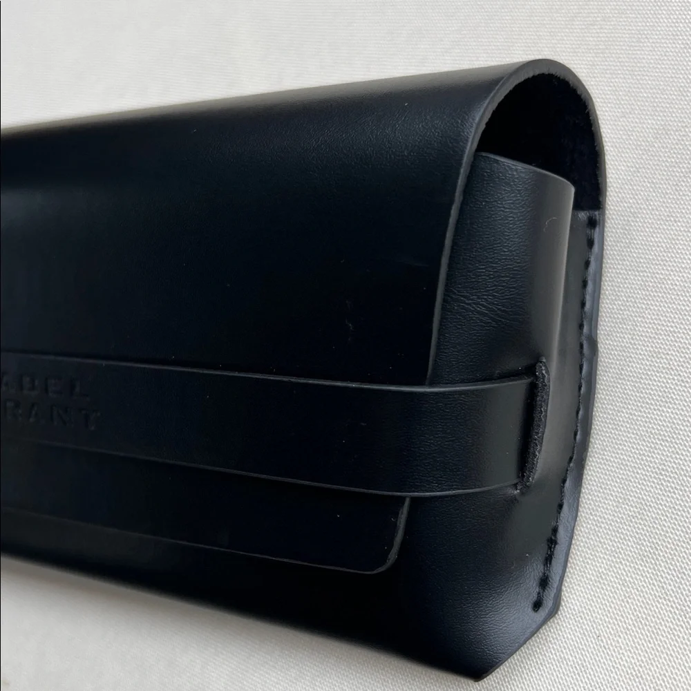 Isabel Marant Elegant Black Leather Sunglasses Case